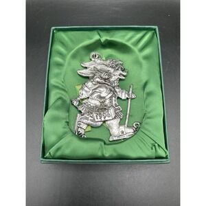 Vtg 1996 Pewter Arther Court Bunny Skating ‎ Holiday Tree Ornament